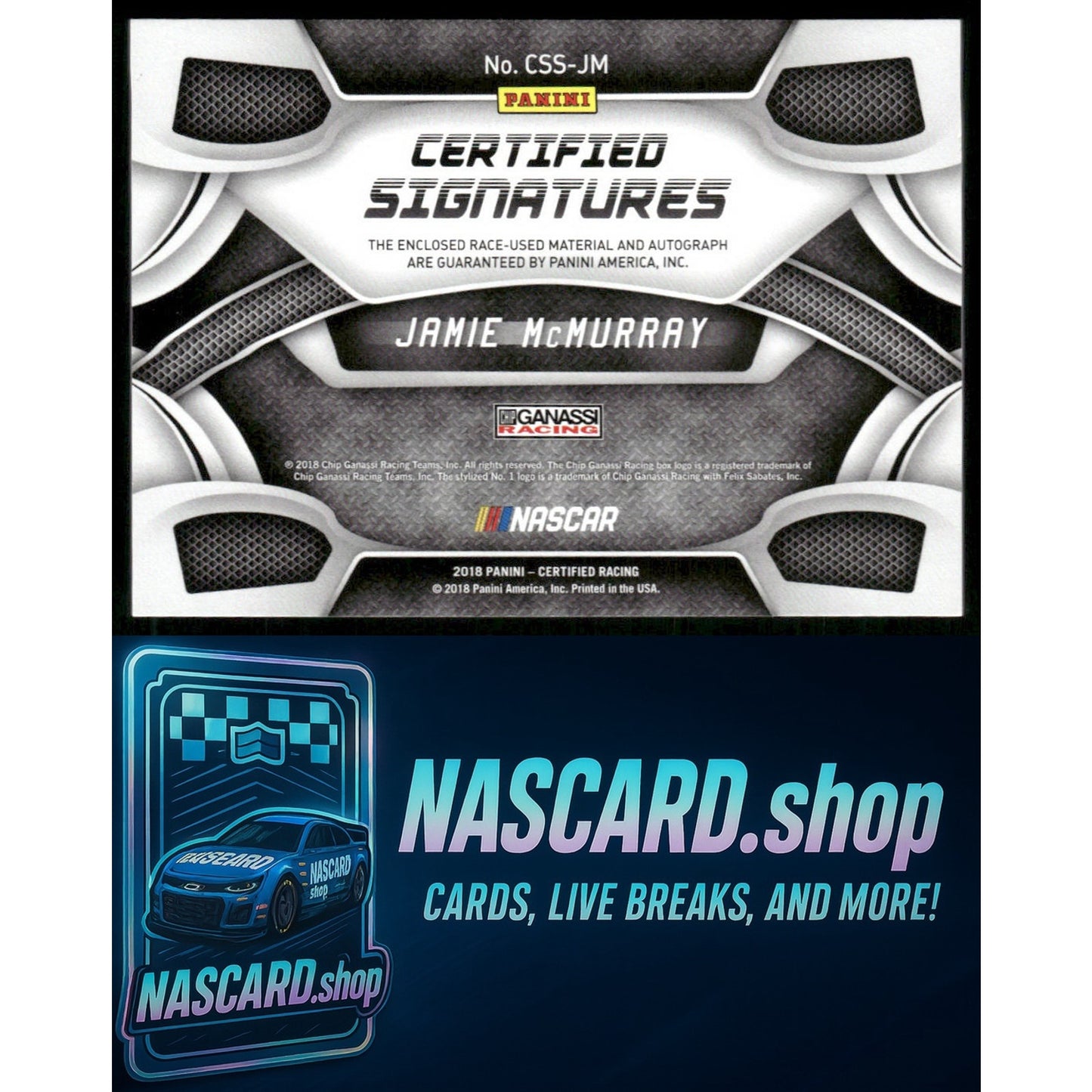 2018 Panini Certified Jamie McMurray Certified Signature Swatches Green #5/5