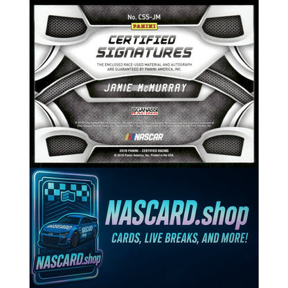 2018 Panini Certified Jamie McMurray Certified Signature Swatches Green #5/5