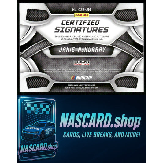 2018 Panini Certified Jamie McMurray Certified Signature Swatches Green #5/5