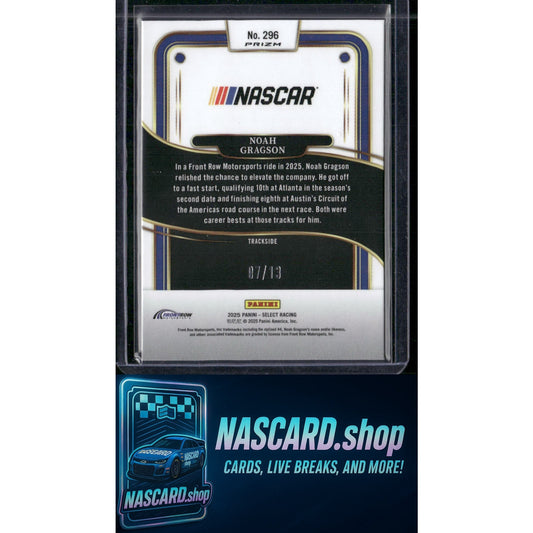 2025 Select Racing #296 Noah Gragson Trackside Power Plaid Gold Prizms #/13 - NASCARD.shop