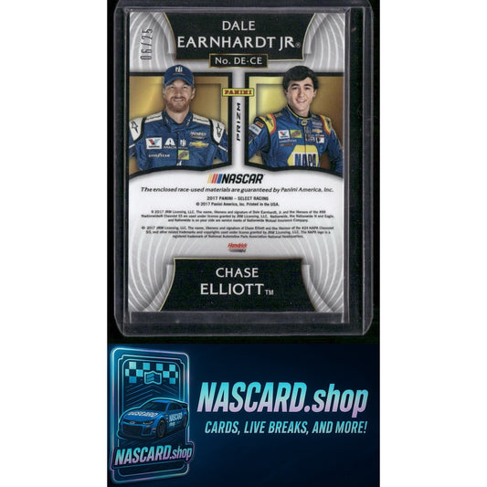 2017 Panini Select Dale Earnhardt Jr Chase Elliott Select Pairs Red Prizms #/25