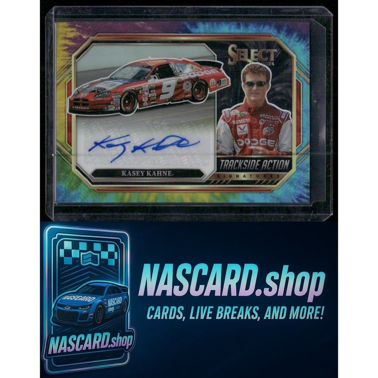 2024 Panini Select Kasey Kahne Trackside Action Signatures Tie-Dye Prizms #25/25