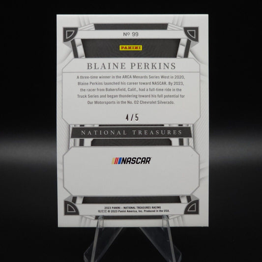2023 Panini National Treasures - Rookies Green #99 Blaine Perkins /5 (RC) - NASCARD.shop