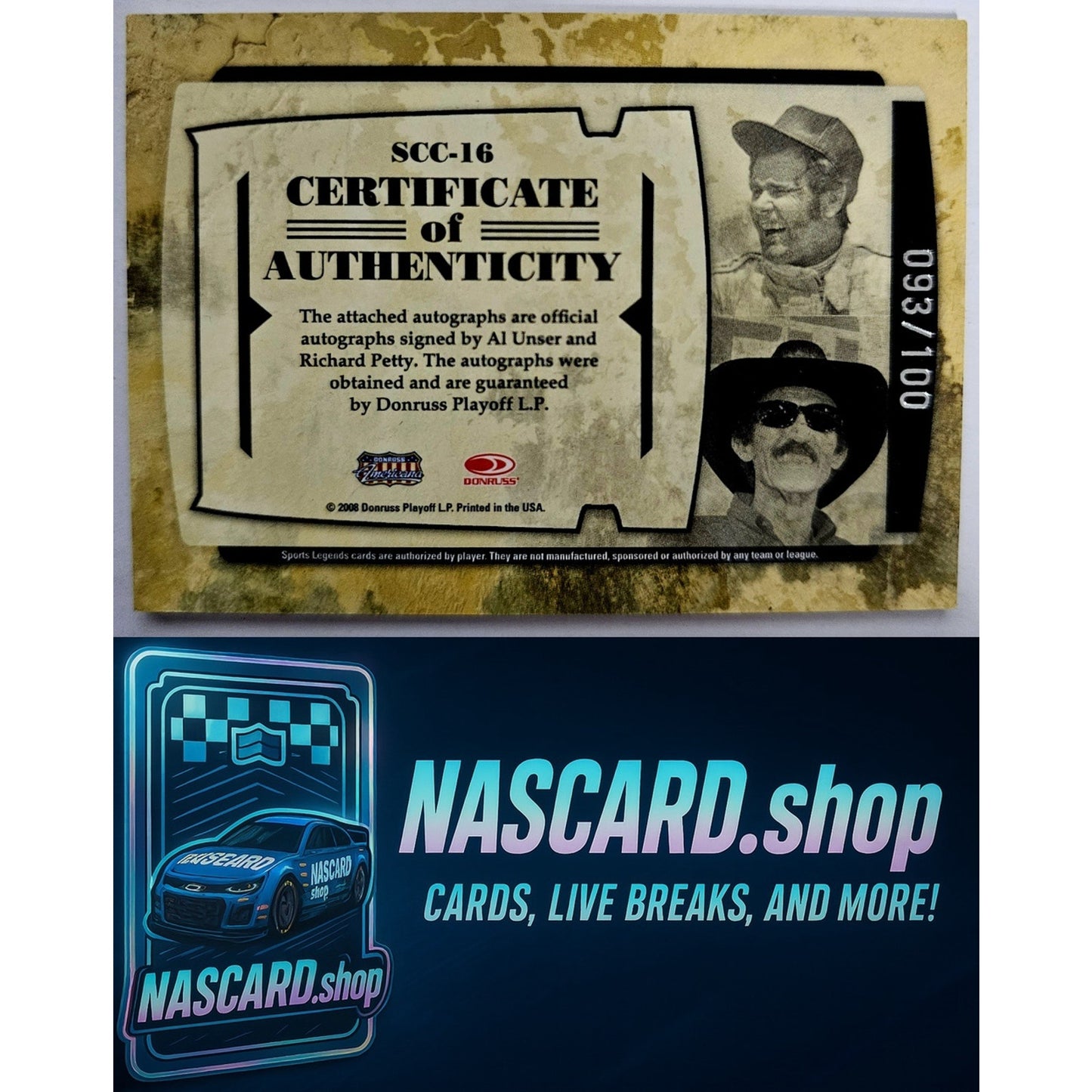 2008 Donruss Al Unser Richard Petty Sports Legends Signature Connections #/100