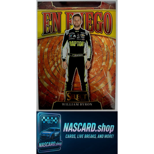 2025 Panini Select #6 William Byron En Fuego Gold Prizms #10/10