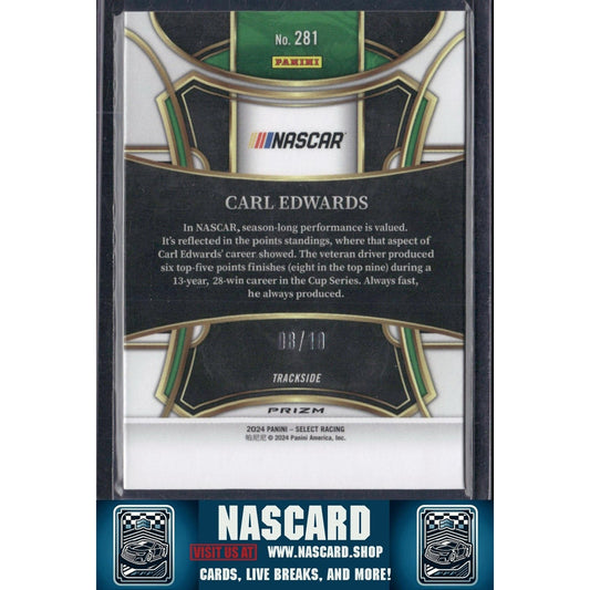 2024 Panini Select #281 Trackside Carl Edwards Gold Prizms #/10