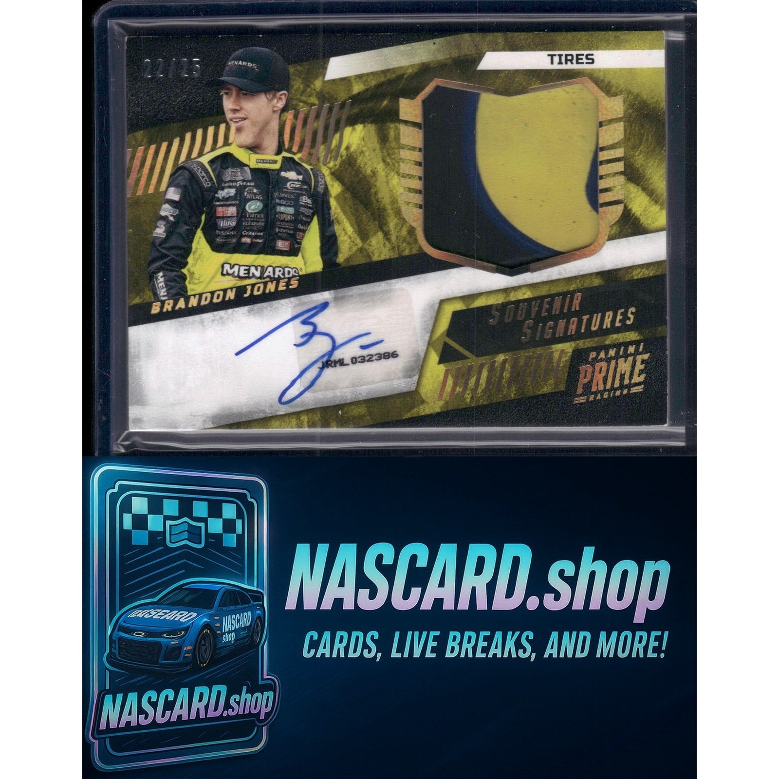 2023 Prime Souvenir Signatures Tires #SSF-BJ Brandon Jones #/25 - NASCARD.shop