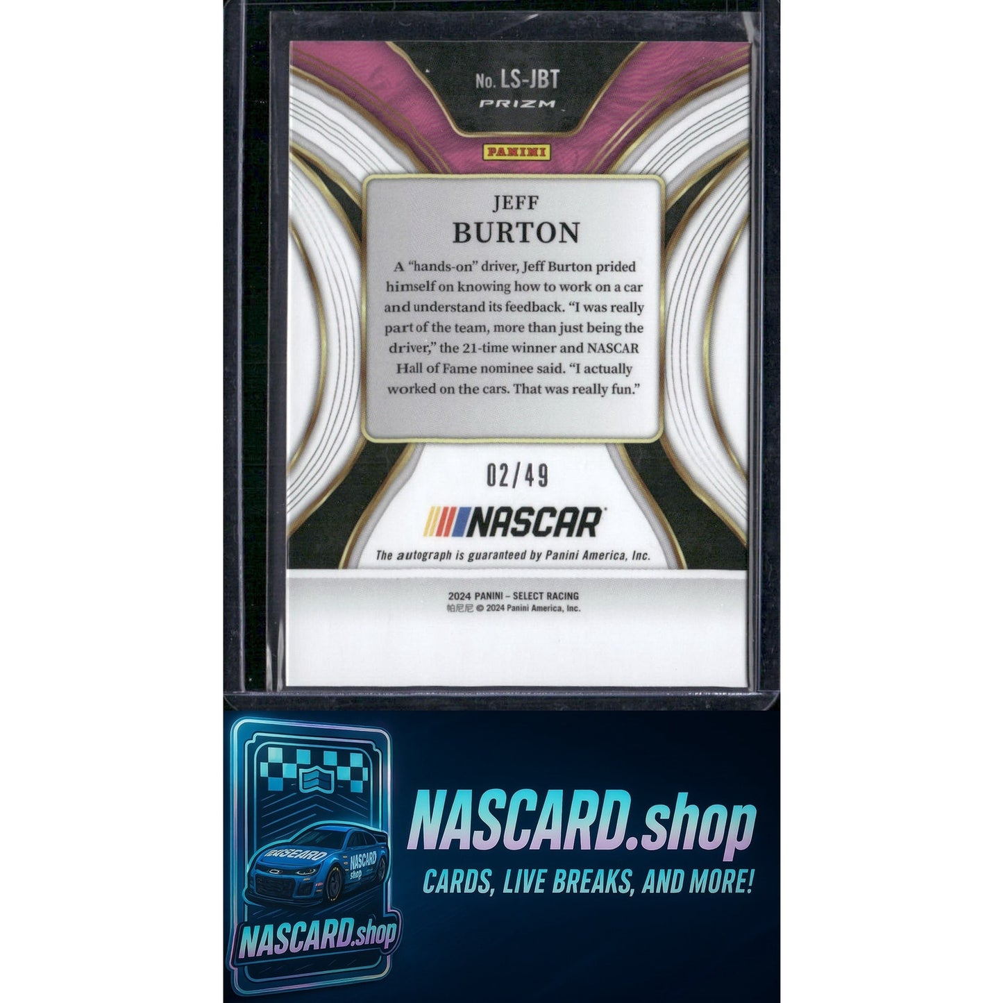 2024 Panini Select #LS-JBT Jeff Burton Legendary Signatures Blue Prizms #/49 - NASCARD.shop