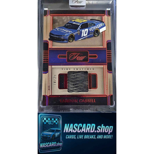 2025 Panini Turn Four #TS-LCL Landon Cassill Tire Swatches Red #/25