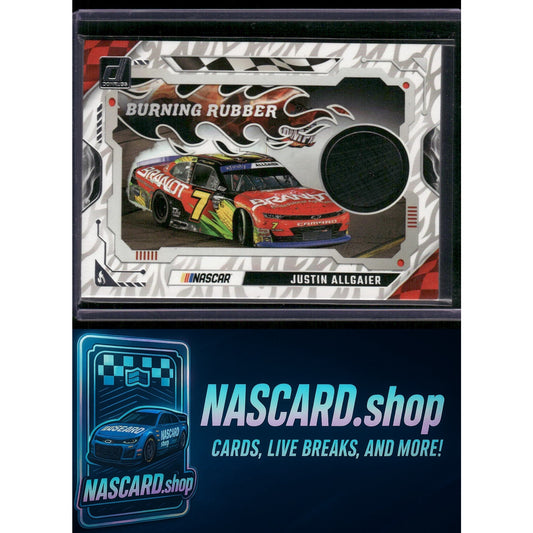 2025 Donruss #BRM-JAL Justin Allgaier Burning Rubber Materials