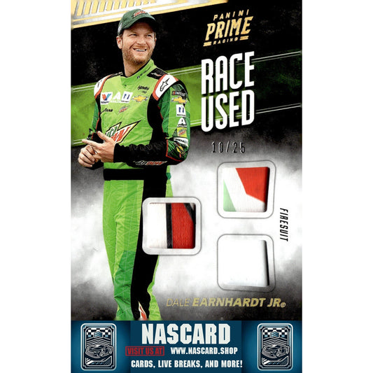 2018 Panini Prime Dale Earnhardt Jr. Race Used Trios Firesuit Holo Gold #/25