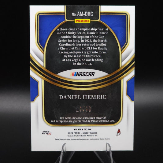 2024 Panini Select Autographed Memorabilia Daniel Hemric #AM-DHC Red Prizm /49