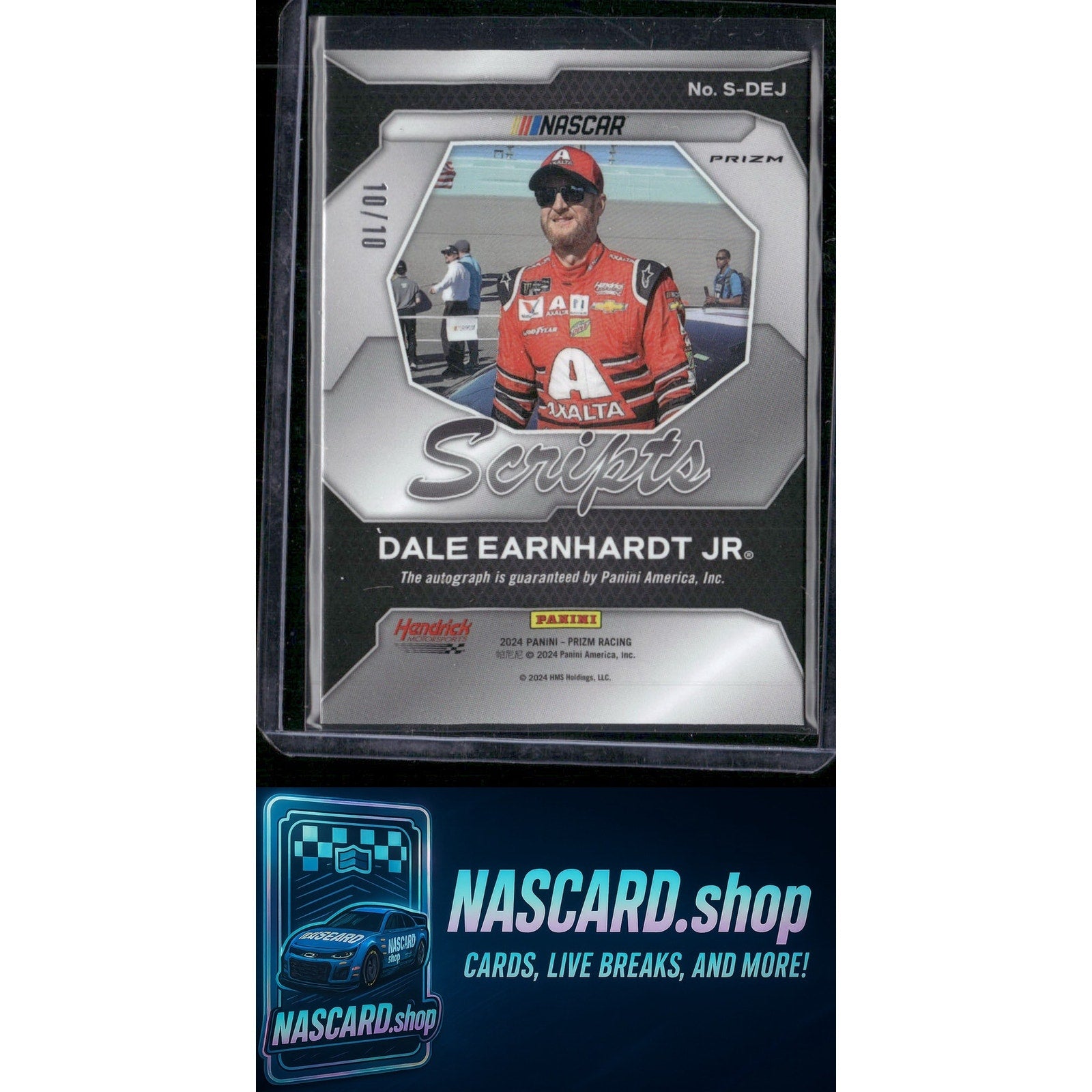 2024 Panini Prizm #S-DEJ Dale Earnhardt Jr Scripts Green Pulsar #10/10 - NASCARD.shop