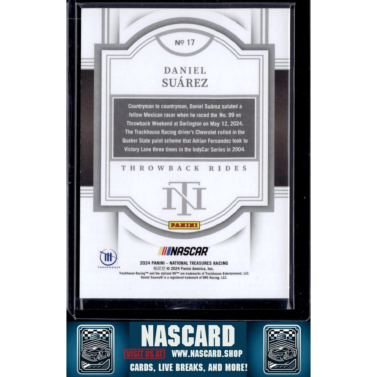 2024 Panini National Treasures #17 Daniel Suarez Throwback Rides Gold Holo #/10 - NASCARD.shop