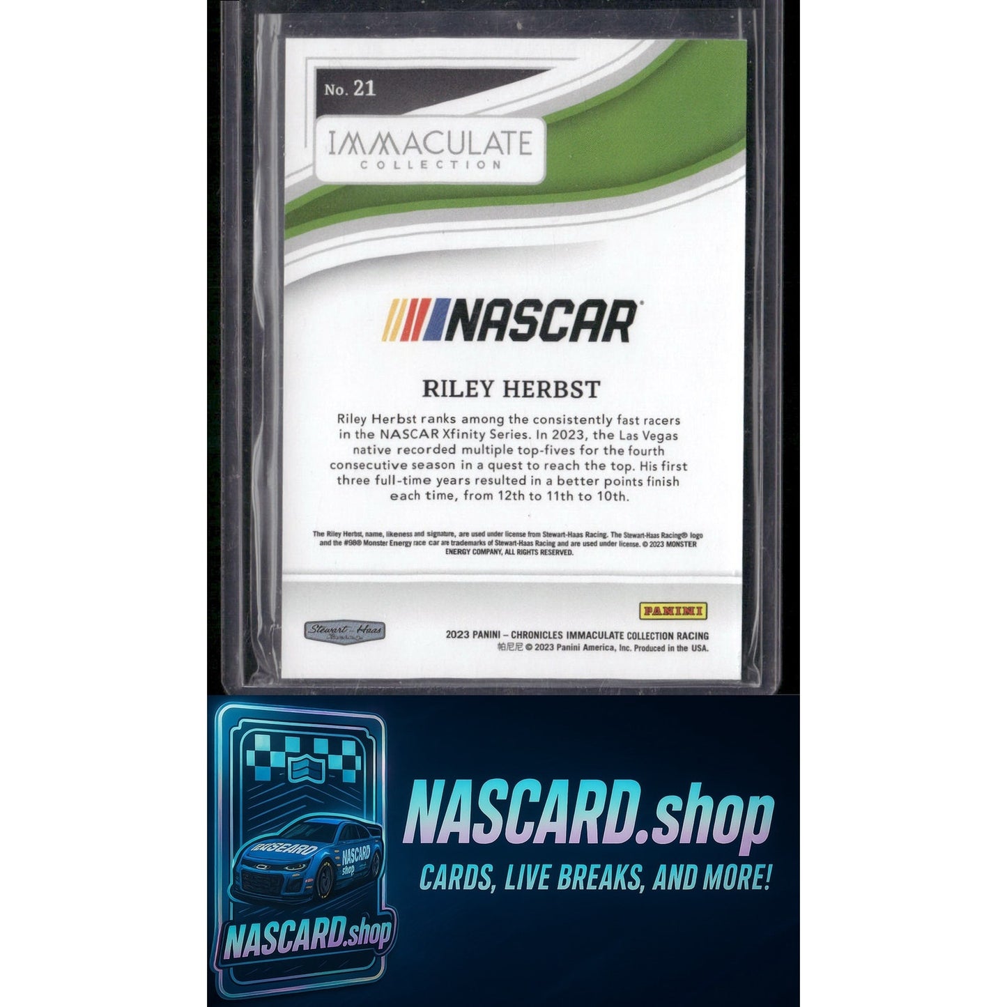 2023 Panini Chronicles #21 Riley Herbst Immaculate Holo Gold #/69 - NASCARD.shop