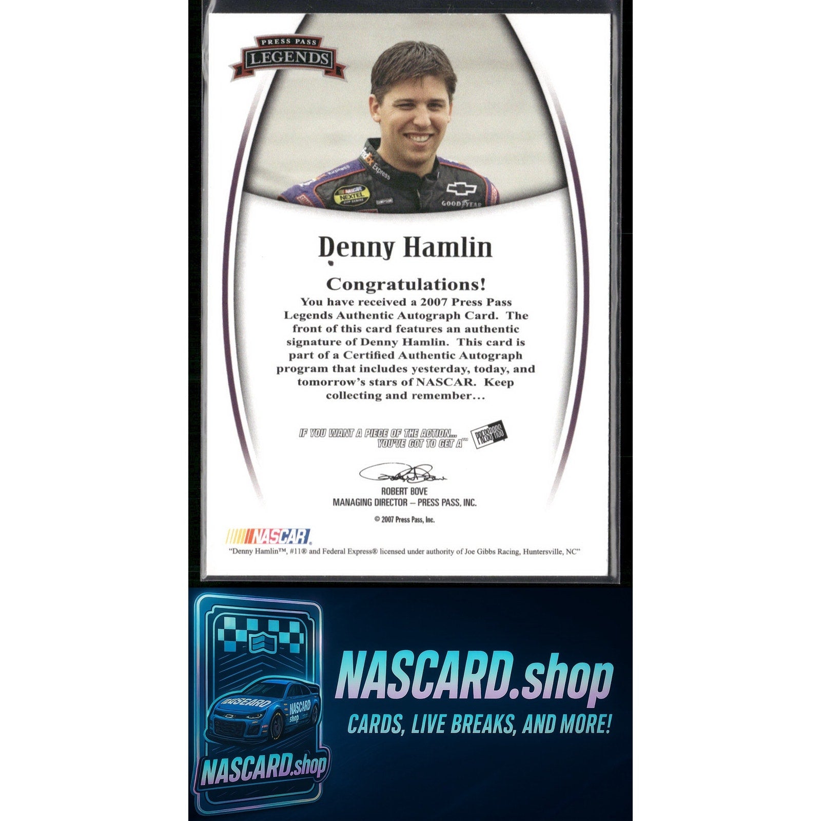 2007 Press Pass Legends Denny Hamlin Autographs Blue #/59 - NASCARD.shop