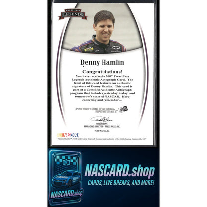 2007 Press Pass Legends Denny Hamlin Autographs Blue #/59 - NASCARD.shop