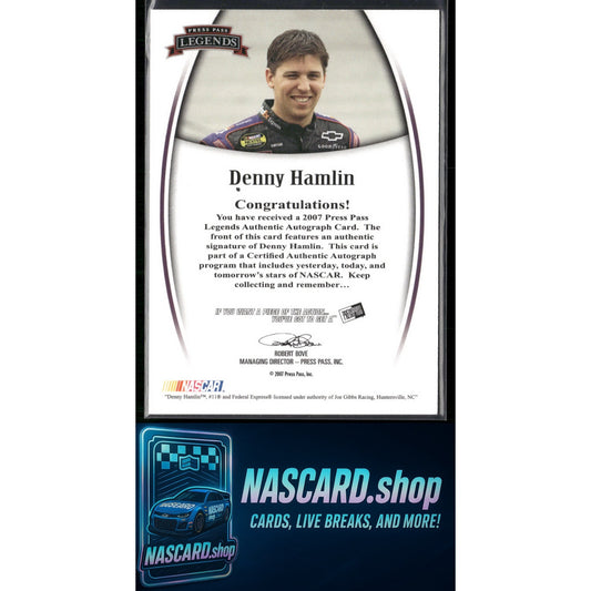 2007 Press Pass Legends Denny Hamlin Autographs Blue #/59 - NASCARD.shop