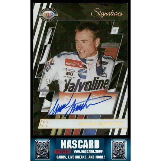 2023 Panini Donruss NASCAR 75th Anniversary Signatures Holo Mark Martin /75