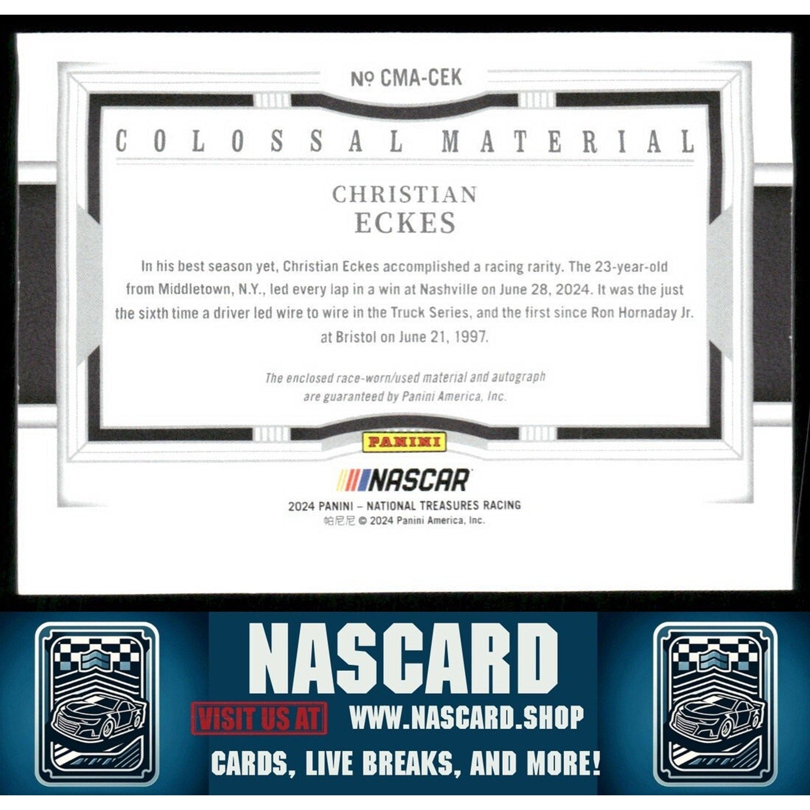 2024 National Treasures Colossal Material Signatures Christian Eckes /49 - NASCARD.shop