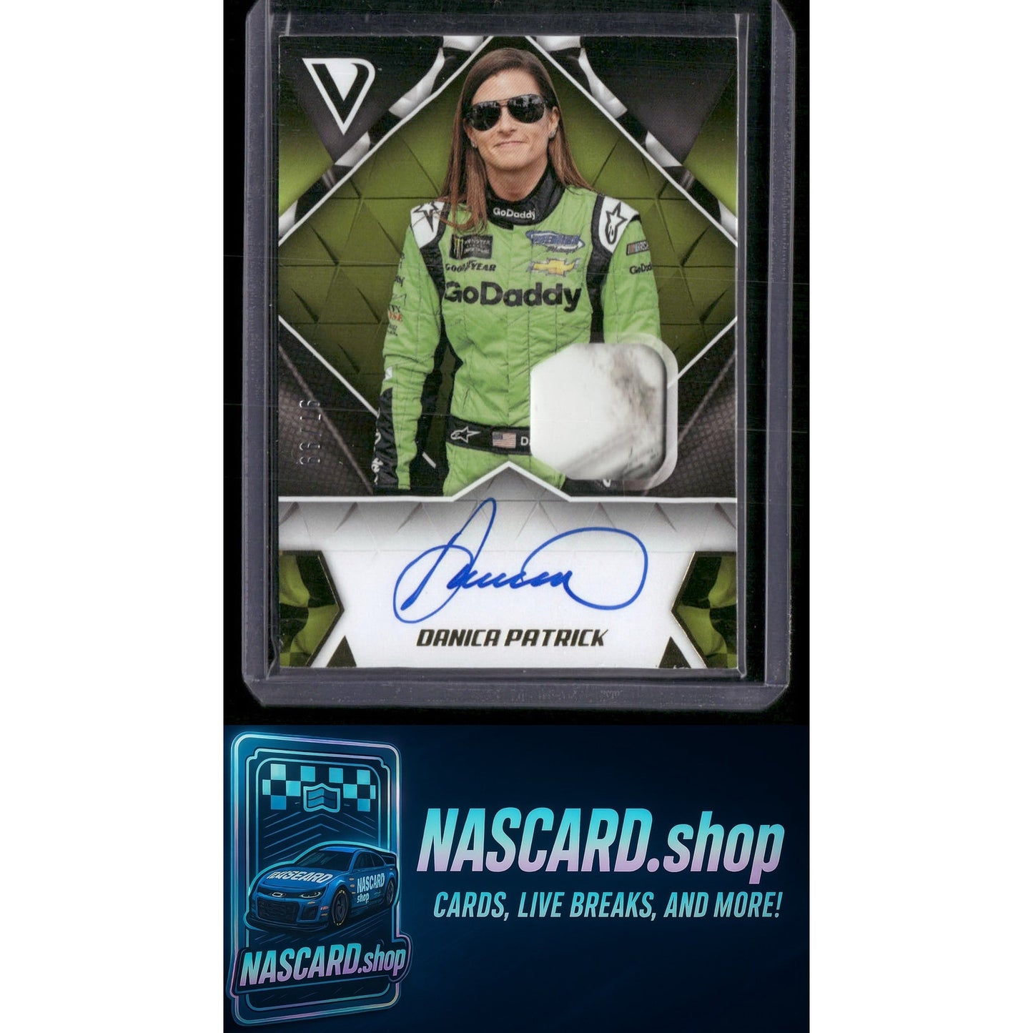 2019 Panini Victory Lane #SS-CE Danica Patrick Signature Swatches Gold #/99 - NASCARD.shop
