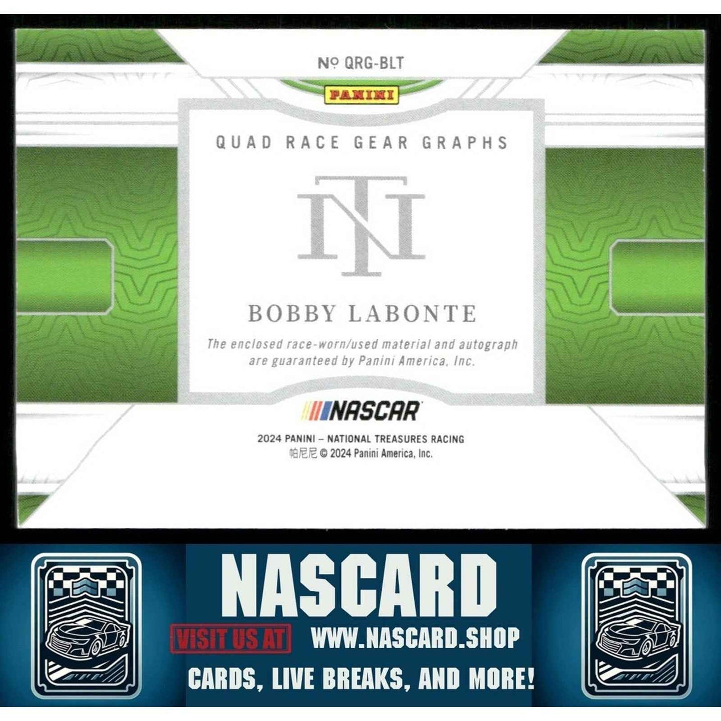 2024 National Treasures Quad Race Gear Graphs Holo Silver Bobby Labonte /25