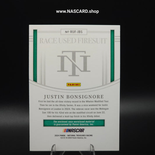 2024 National Treasures Race Used Firesuits Holo Silver Justin Bonsignore /25 - NASCARD.shop