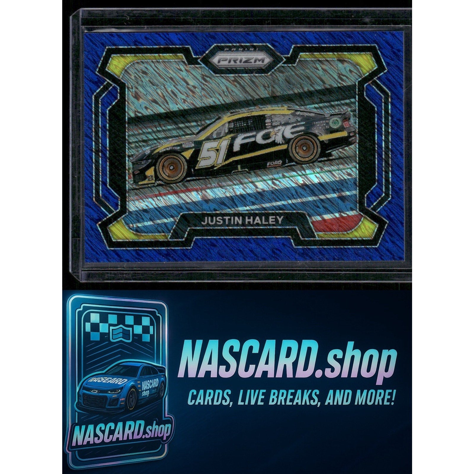 2024 Panini Prizm #54 Justin Haley Blue Shimmer #/10 - NASCARD.shop