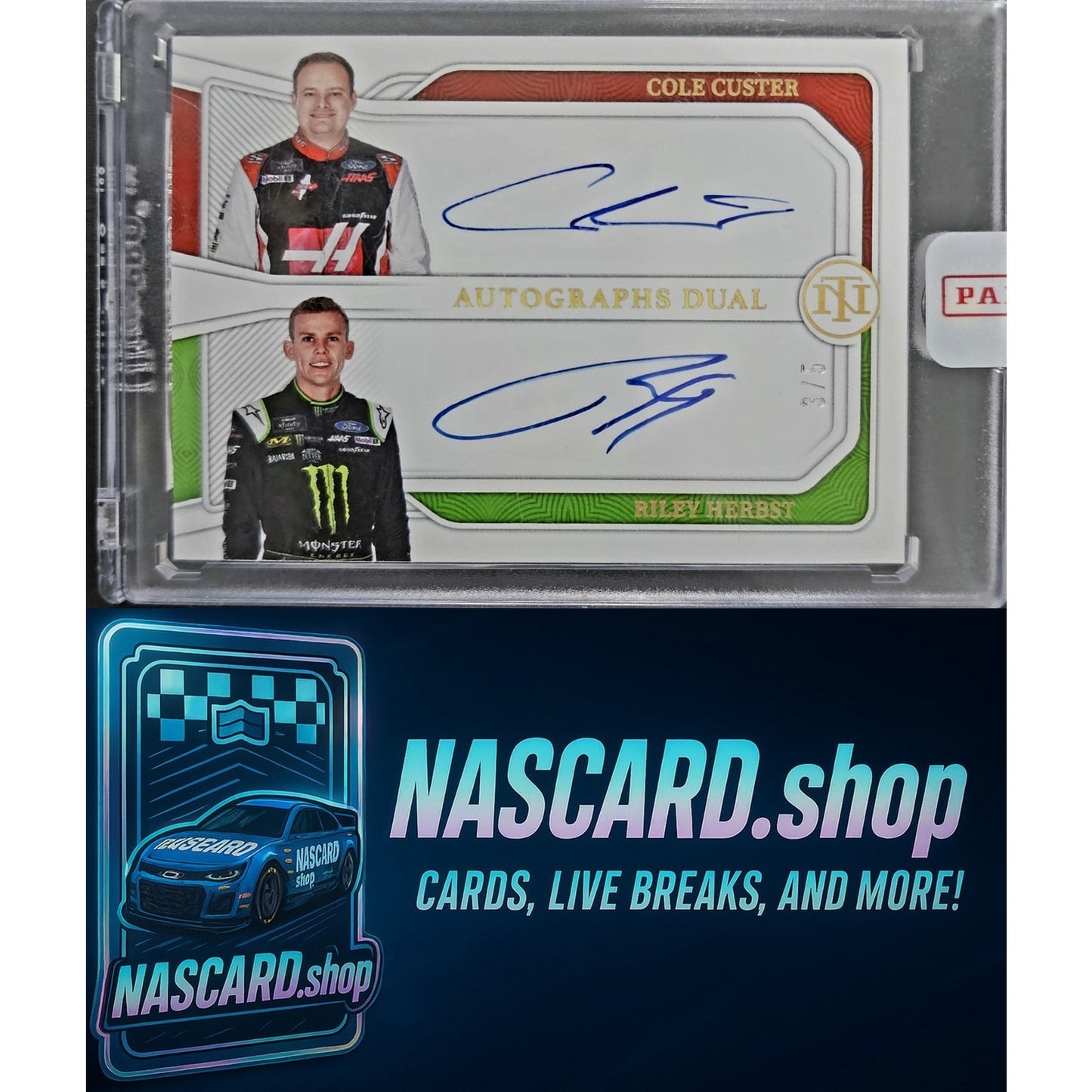 2023 National Treasures Cole Custer Riley Herbst Dual Autographs Holo Gold #/5
