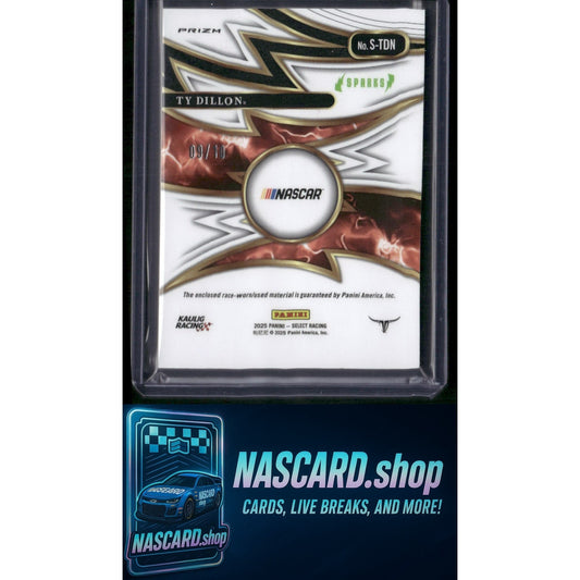2025 Select Racing #S-TDN Ty Dillon Sparks Gold Prizms #/10