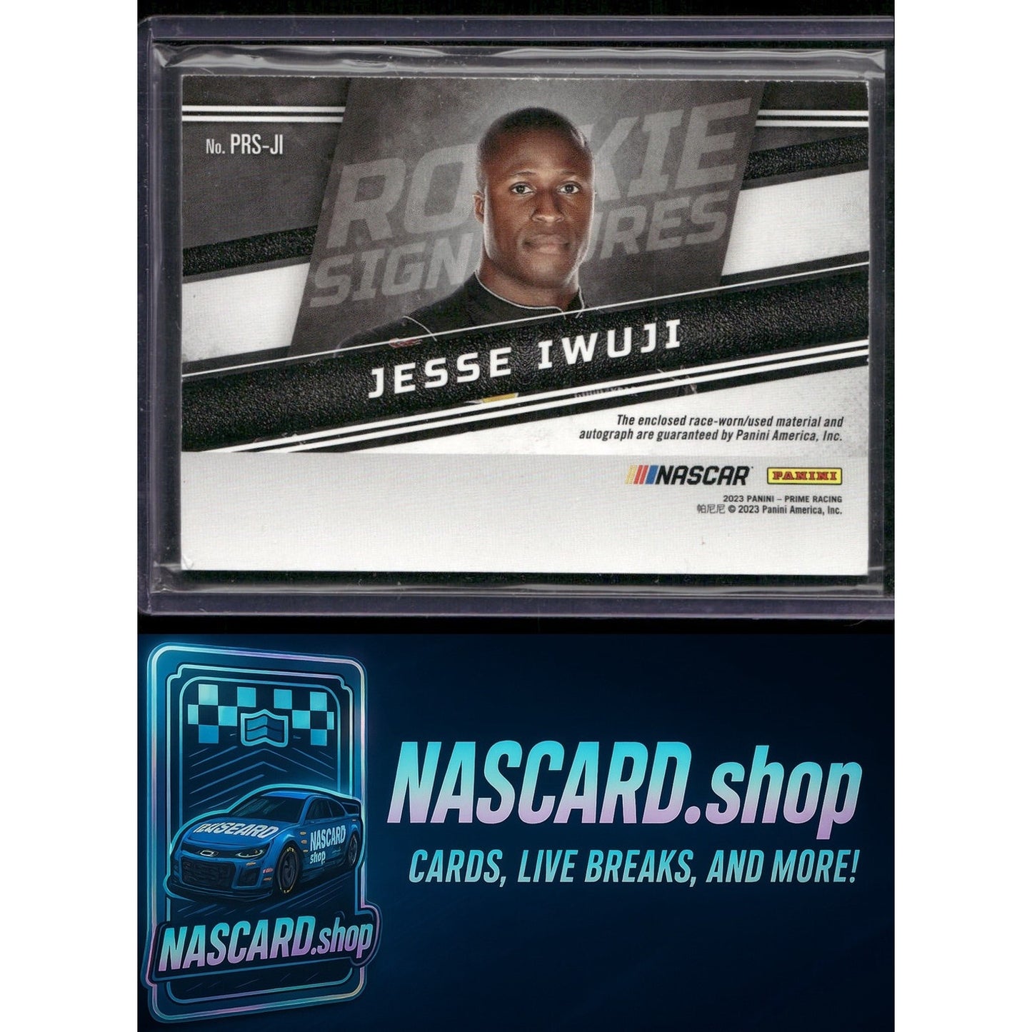 2023 Panini Prime #PRS-JI Jesse Iwuji Prime Rookie Signatures Purple #/4 - NASCARD.shop