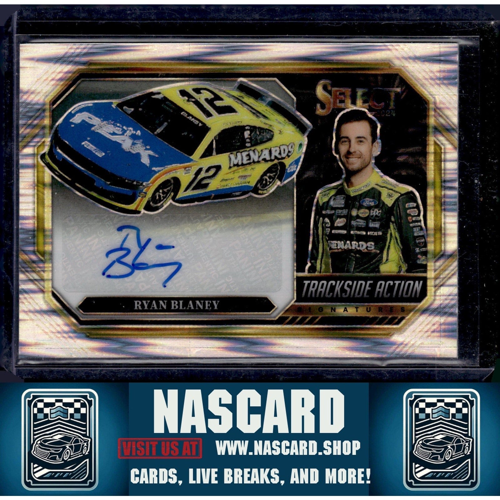 2024 Panini Select #TAS-RBY Ryan Blaney Trackside Action Signatures Flash Prizms - NASCARD.shop