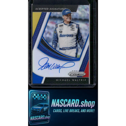 2019 Panini Prizm #SS-MW Michael Waltrip Scripted Signatures Rainbow Prizm #/24