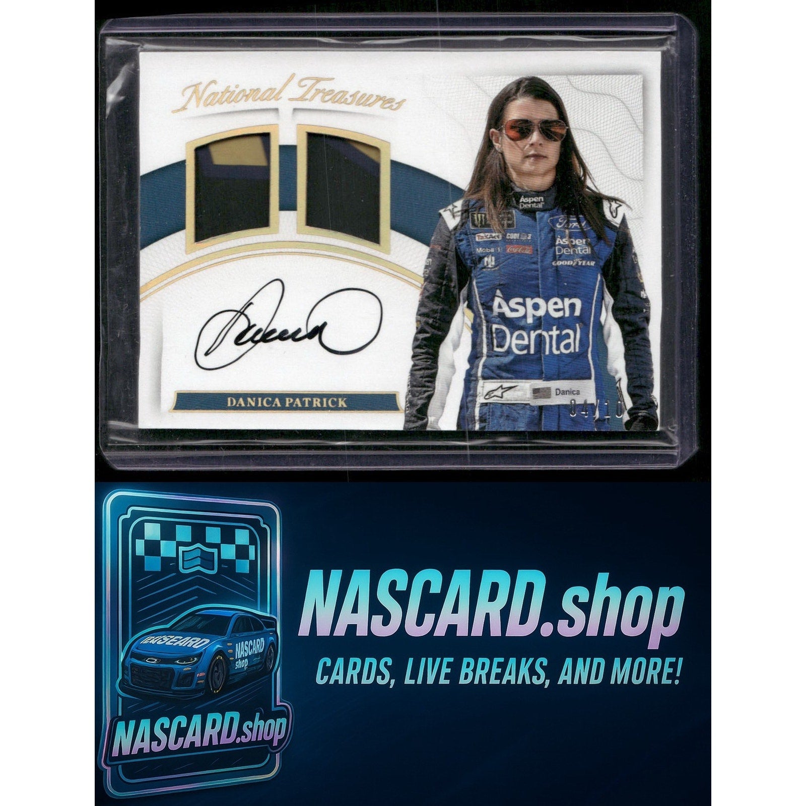 2017 Panini National Treasures Danica Patrick Dual Tire Signatures Holo Gold /10 - NASCARD.shop