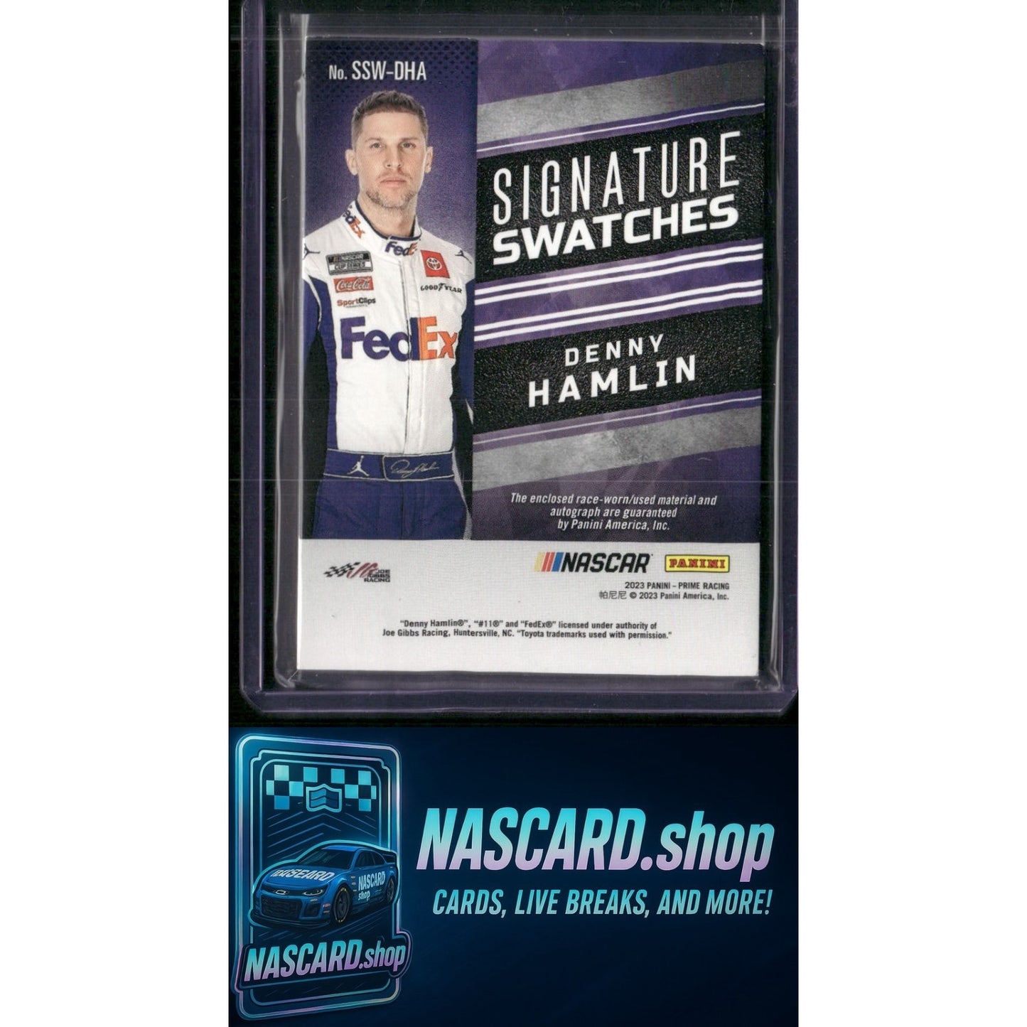 Denny Hamlin 2023 Prime Signature Swatches Red #/25 - NASCARD.shop