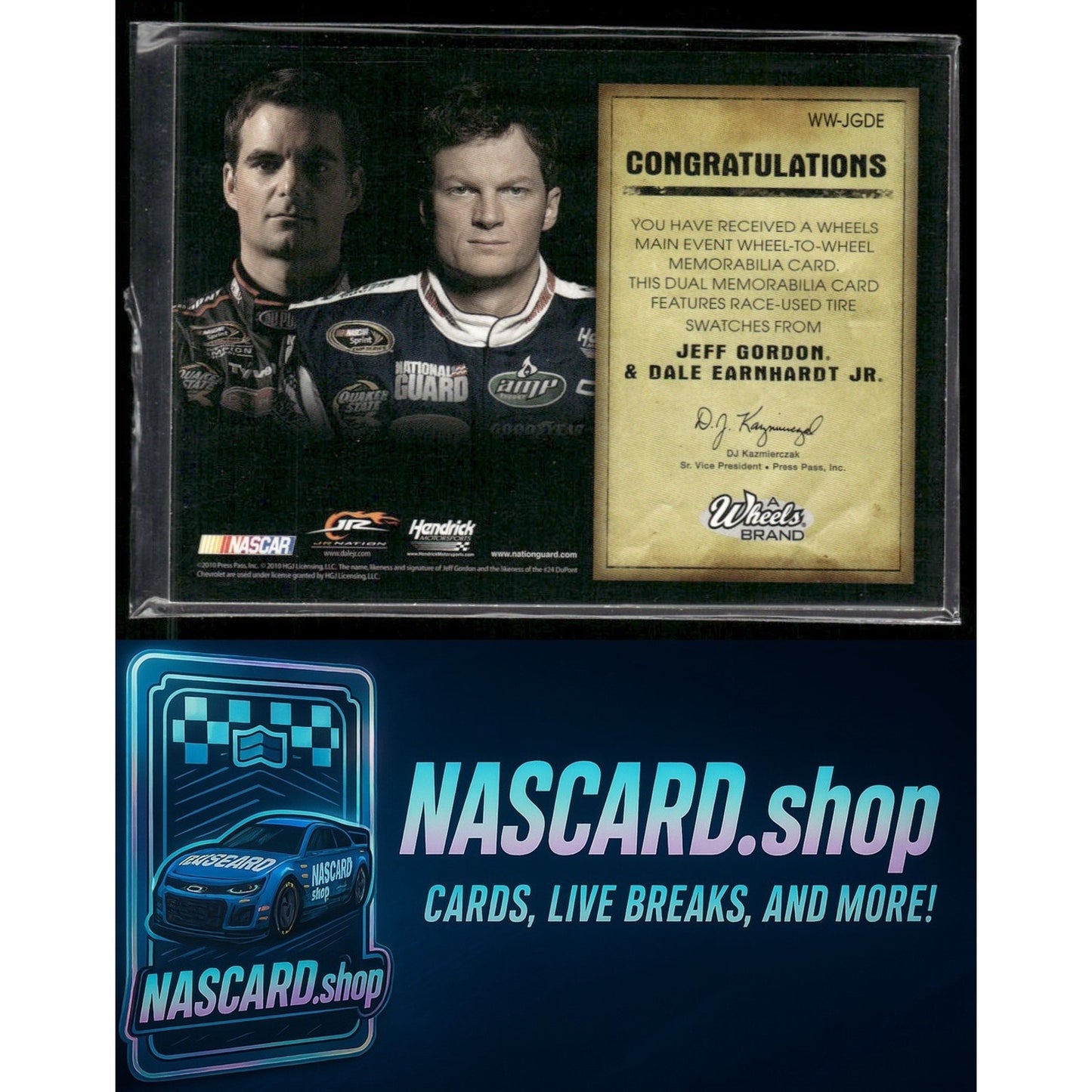 2010 Wheels Main Event Jeff Gordon Dale Earnhardt Jr Wheel to Wheel Holofoil /10 - NASCARD.shop