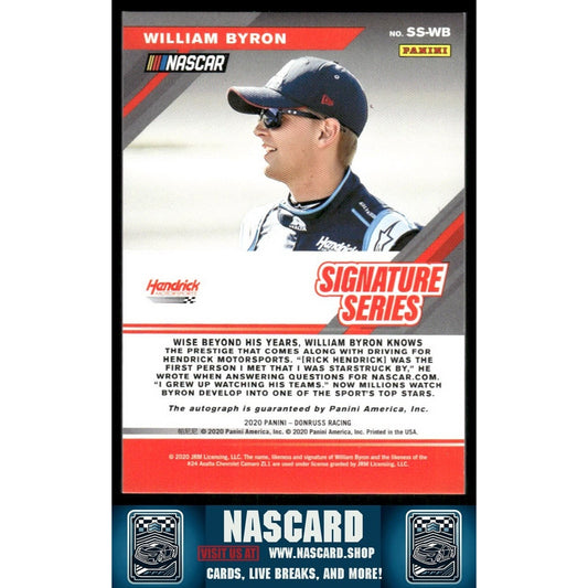 2020 Panini Donruss NASCAR - Signature Series William Byron #SS-WB Red /50 (AU)