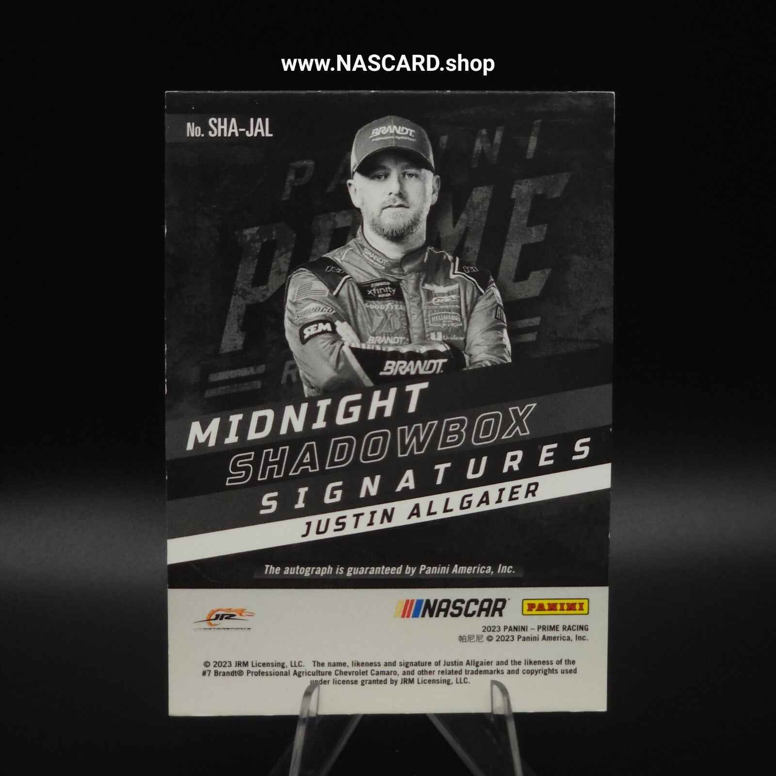 2023 Prime Racing Midnight Shadowbox Signatures Gold Justin Allgaier 25/25