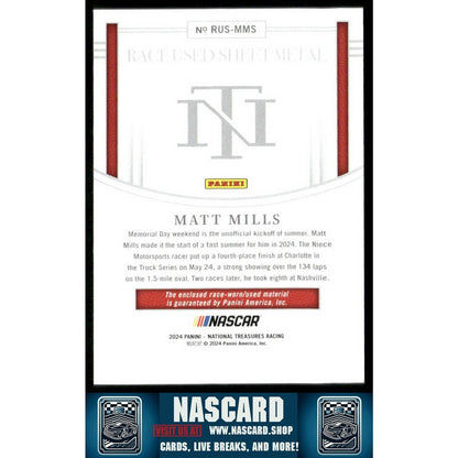 2024 National Treasures Race Used Sheet Metal Blue Matt Mills /75