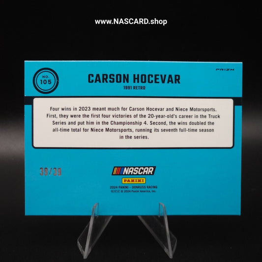 2024 Panini Donruss NASCAR Retro 1991 Carson Hocevar Optic Black Velocity /39