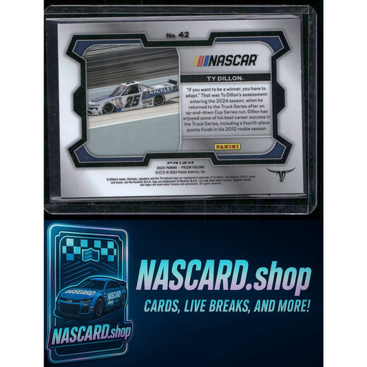 2024 Panini Prizm #42 Ty Dillon White Sparkle - NASCARD.shop