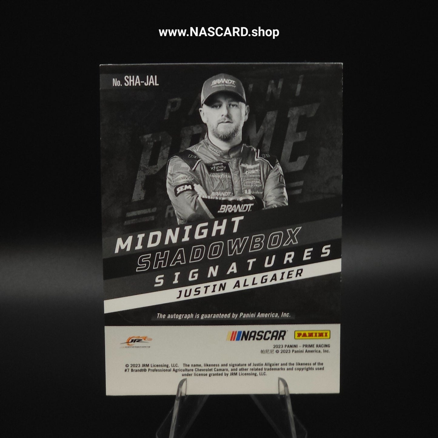2023 Panini Prime Racing - Midnight Shadowbox Signatures Justin Allgaier 60/99