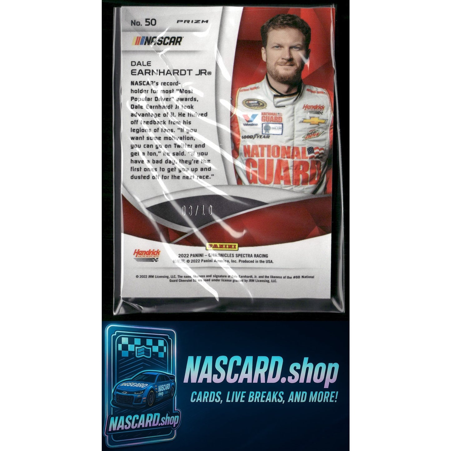 2022 Panini Chronicles #50 Dale Earnhardt Jr Spectra Gold #/10 - NASCARD.shop