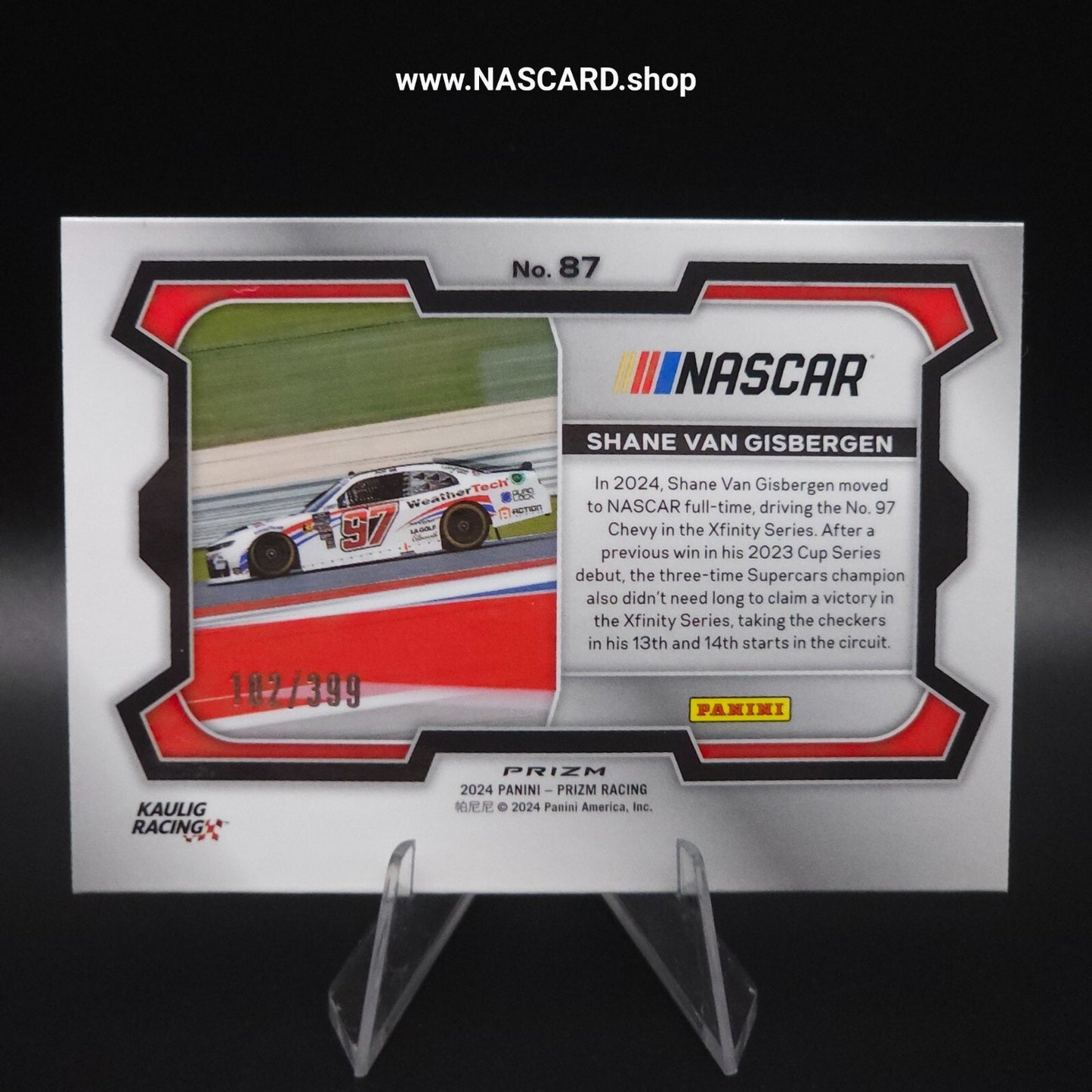 2024 Panini Prizm Base Rides Shane Van Gisbergen #87 Pulsar Prizm /399 (RC)