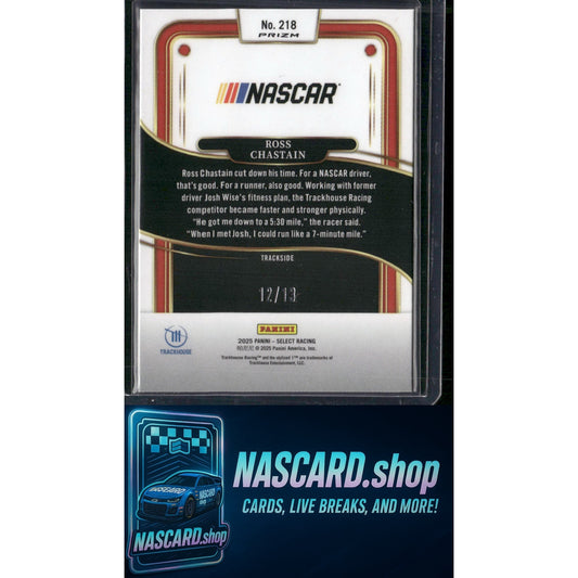 2025 Select Racing #218 Ross Chastain Trackside Power Plaid Gold Prizms #/13 - NASCARD.shop