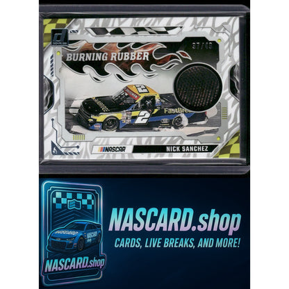 2025 Donruss #BRM-NSZ Nick Sanchez Burning Rubber Materials Blue #/49 - NASCARD.shop