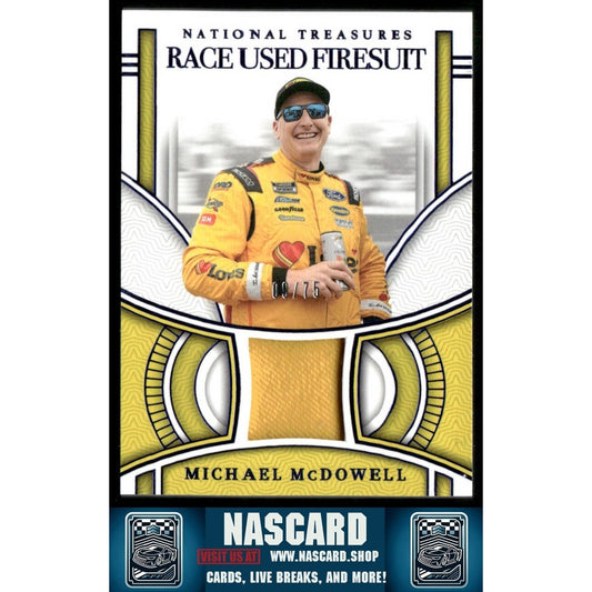 2024 National Treasures Race Used Firesuit Blue Michael McDowell /75