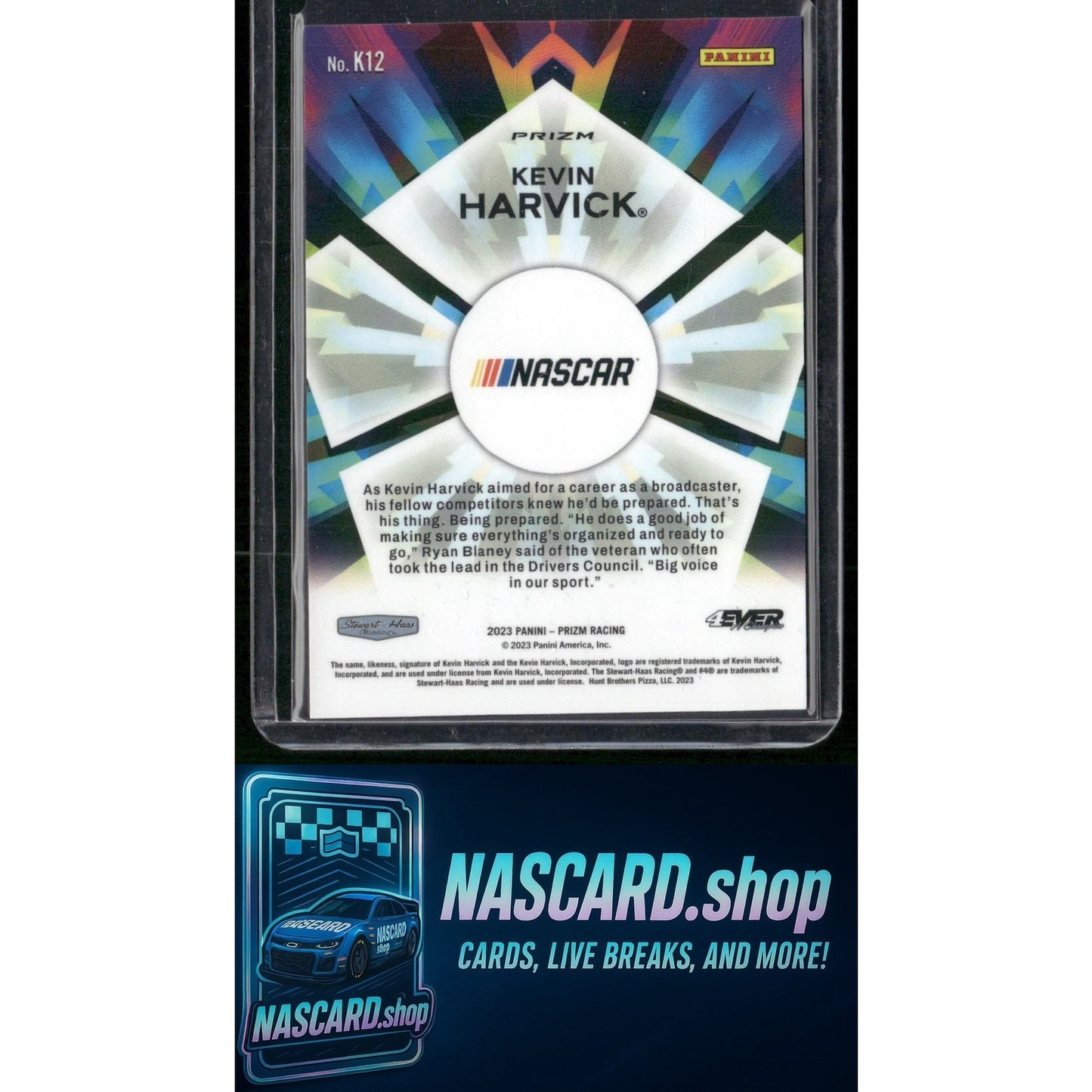 2023 Panini Prizm #K12 Kevin Harvick Kaleidoscopic White Sparkle Prizm