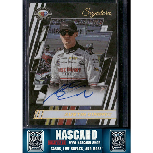 2023 Panini Prizm Austin Cindric NASCAR 75th Anniversary Signatures Holo #/75