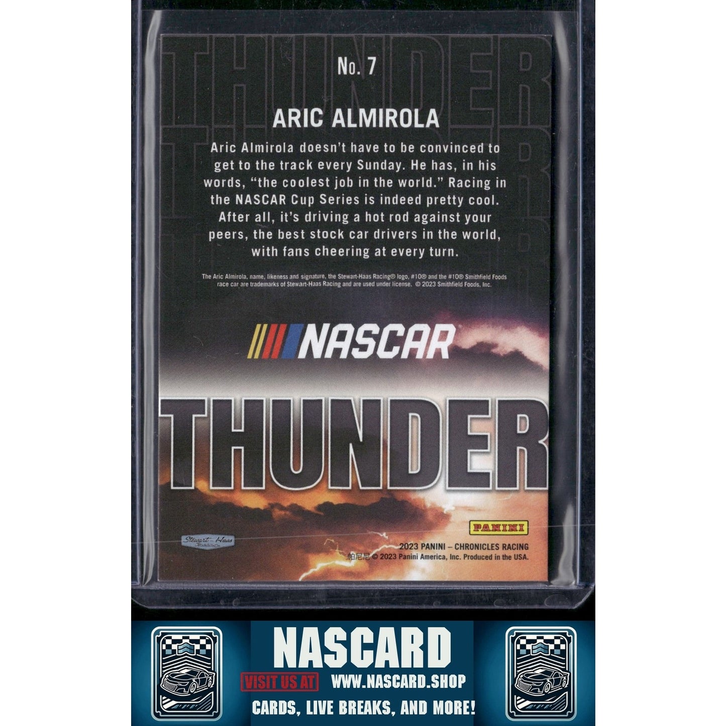 2023 Panini Chronicles #7 Aric Almirola Thunder Purple #/25 - NASCARD.shop